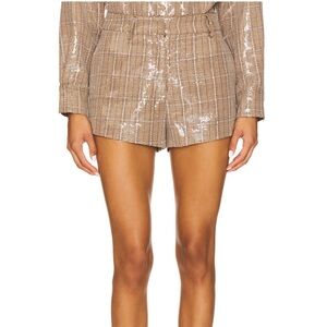 Sequin Tan Plaid Shorts